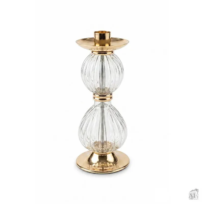 Ljusstake, H 22,5 cm, Dia. 10 cm, Glas, Guld